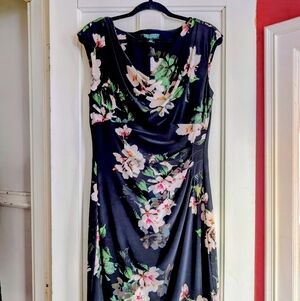 Ralph Lauren Floral Sleeveless Midi Dress Elegant Garden Romantic Timeless Sz 12